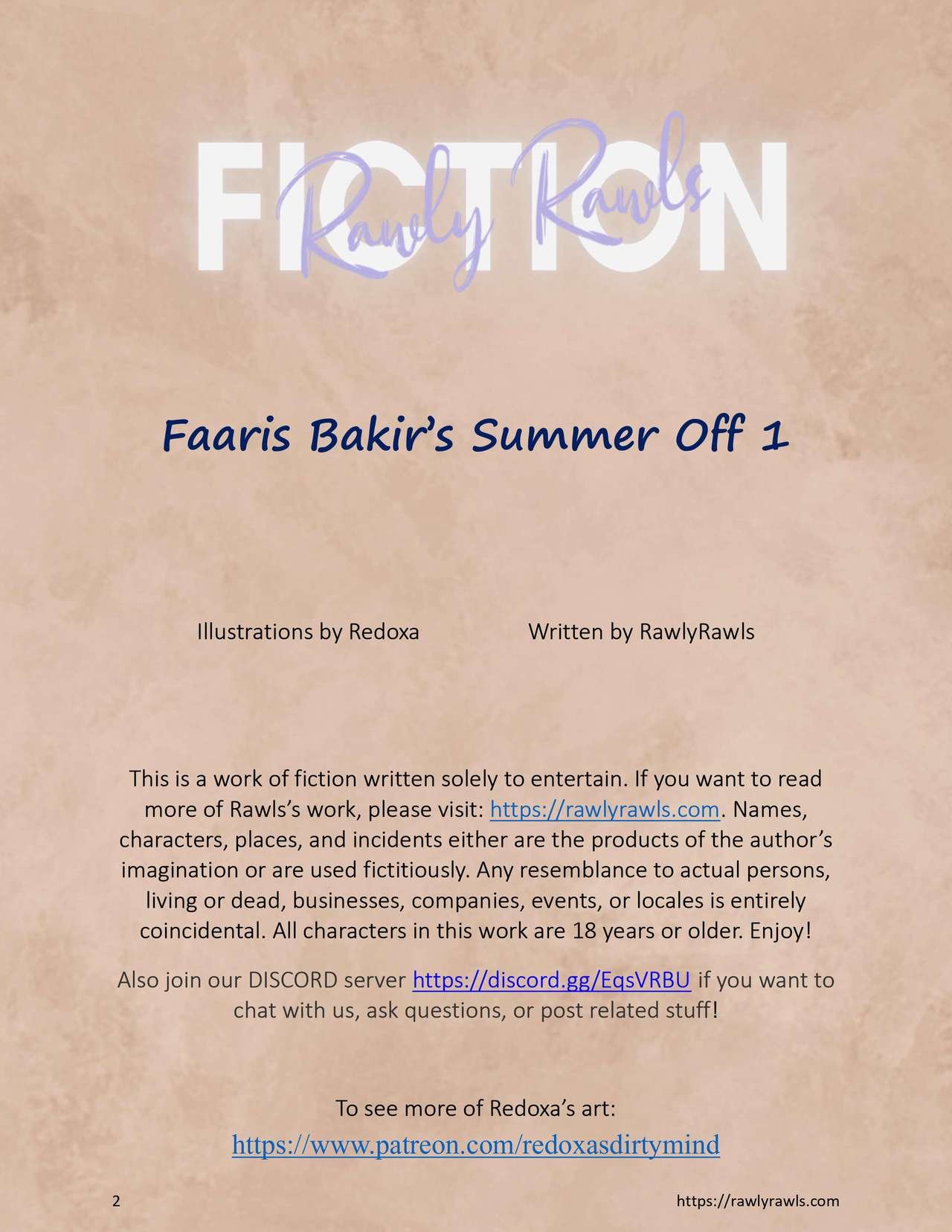redoxa - Faaris Bakirs Summer Off Chapter 1: Rawly Rawls Fiction image number 1