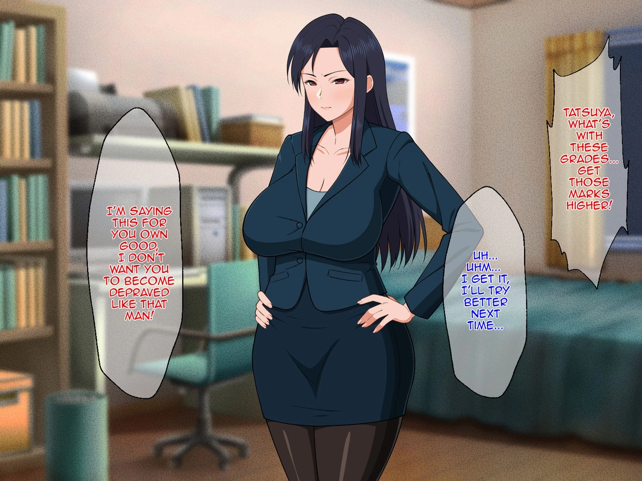 Shigoto Ningen de Kibishikatta Hahaoya wa Musuko to no Kinshin Koubi de Midara ni Aeide Jusei SuruStrict Workaholic Mother is Gasping L image number 2