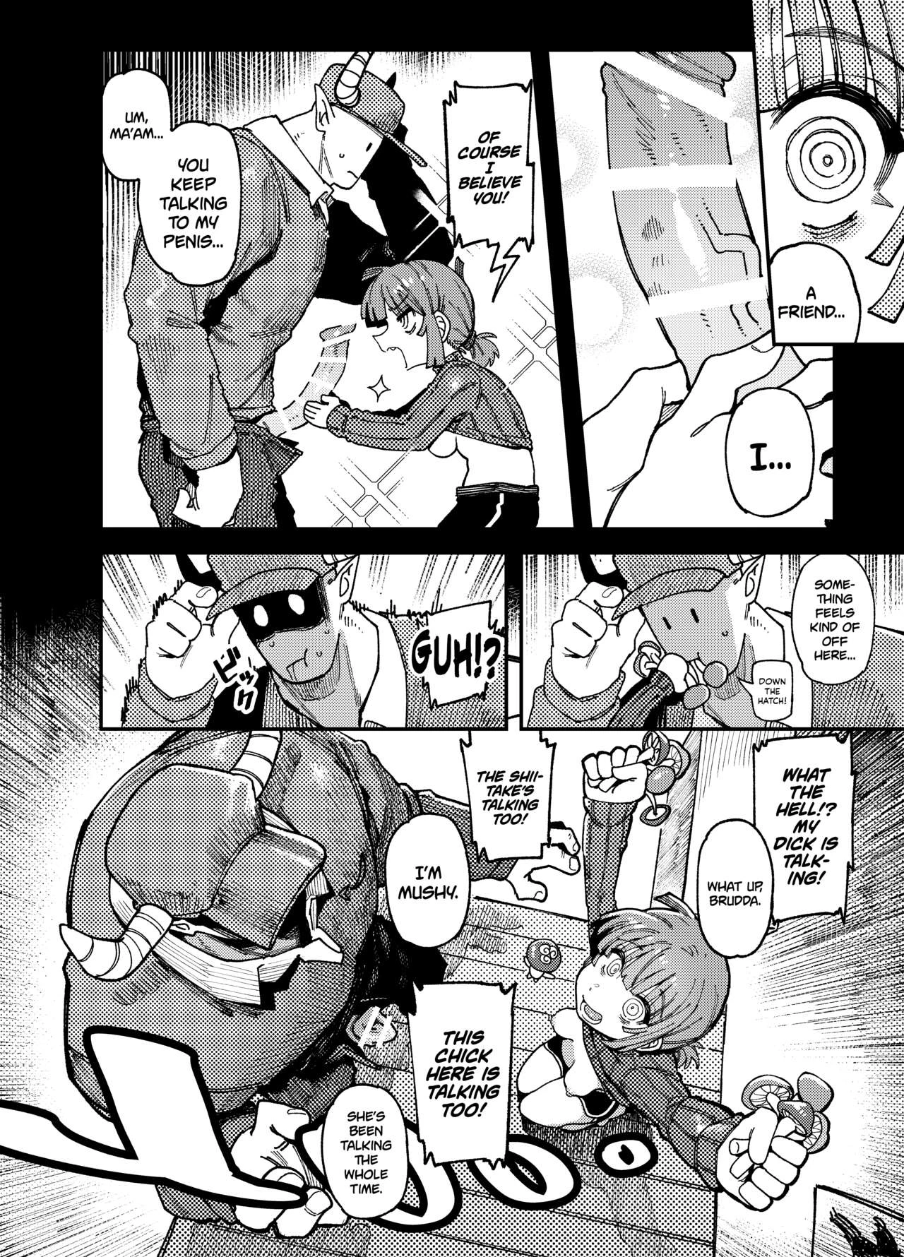 MY HOUSE WAS WAY TOO HUMID. SO MUCH, IN FACT, MUSHROOMS STARTED GROWING IN IT! WELL. THOSE MUSHROOMS WERE ACTUALLY HALLUCINOGENIC! SO, AFTER ACCIDENTALLY EATING SOME I ENDED UP LIKE, CRAZY HORNY! THEN SOME STUFF HAPPENED. (PREQUEL) image number 16