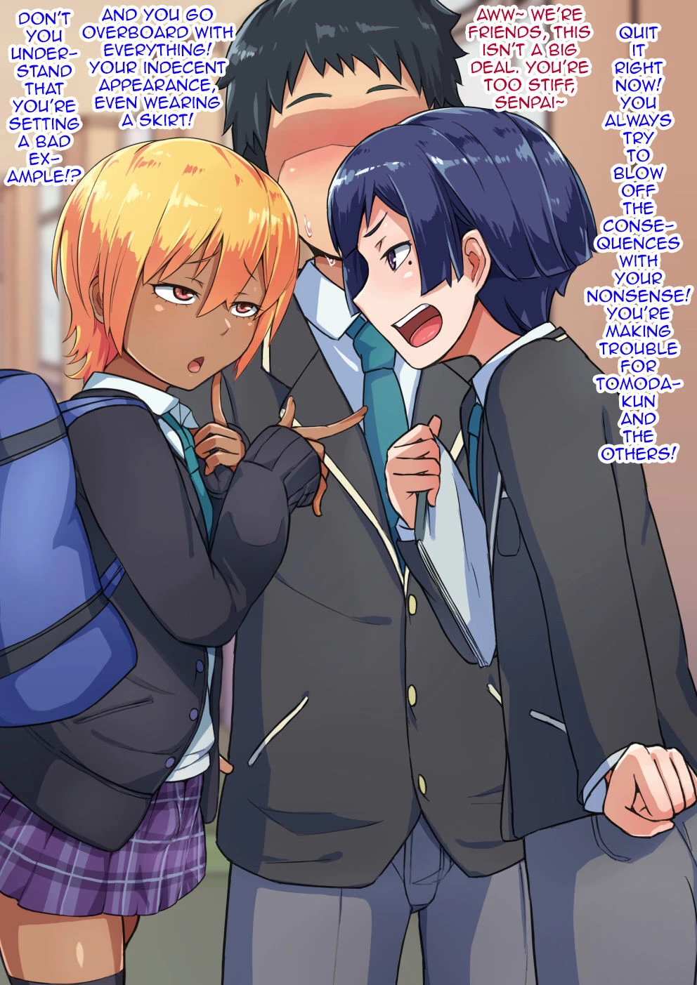 Otokonoko to xx No. 3 ~Kasshoku Inbi na Doukyuusei vs Seijitsu Karin na Seitokaichou~ image number 9