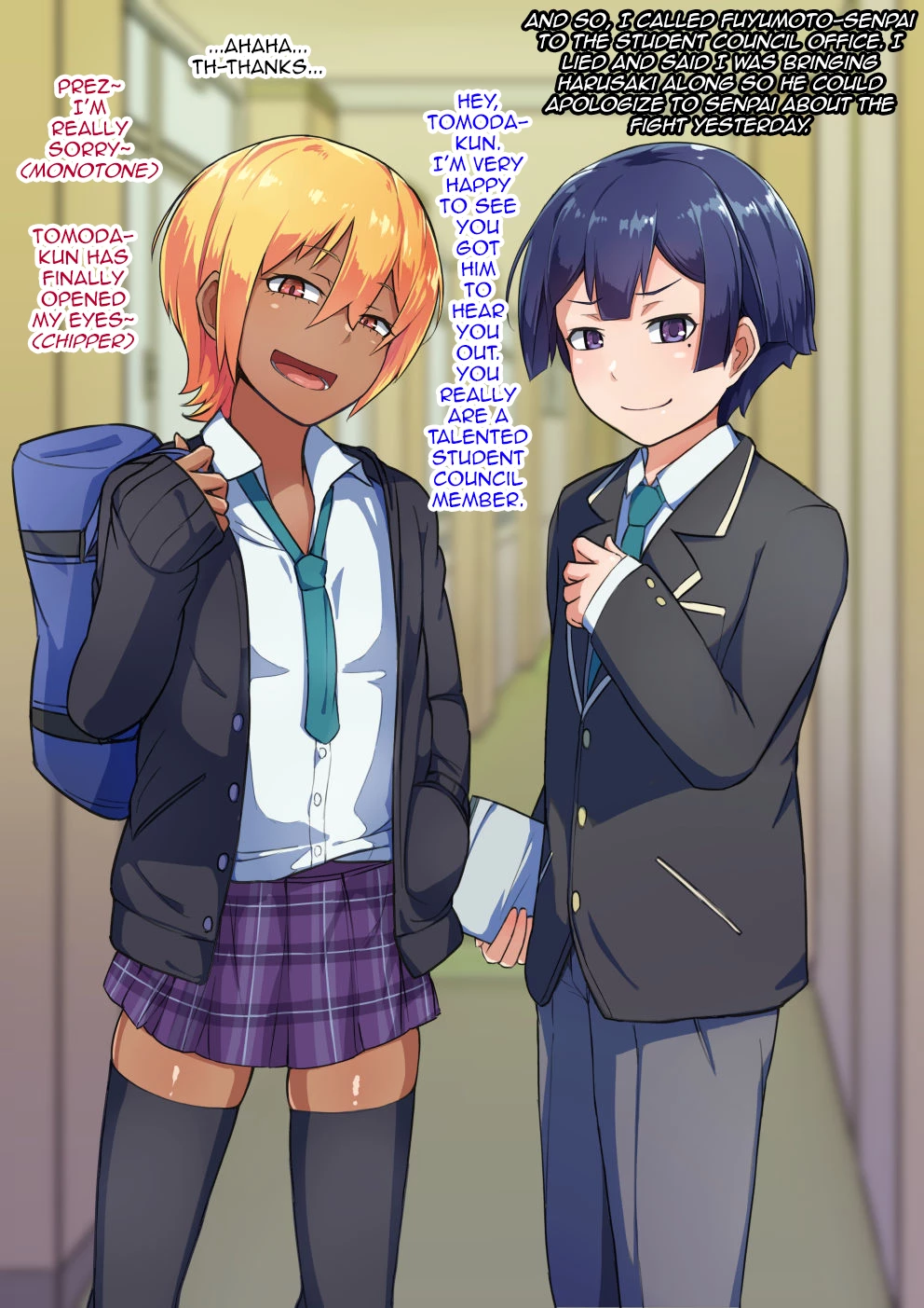 Otokonoko to xx No. 3 ~Kasshoku Inbi na Doukyuusei vs Seijitsu Karin na Seitokaichou~ image number 31