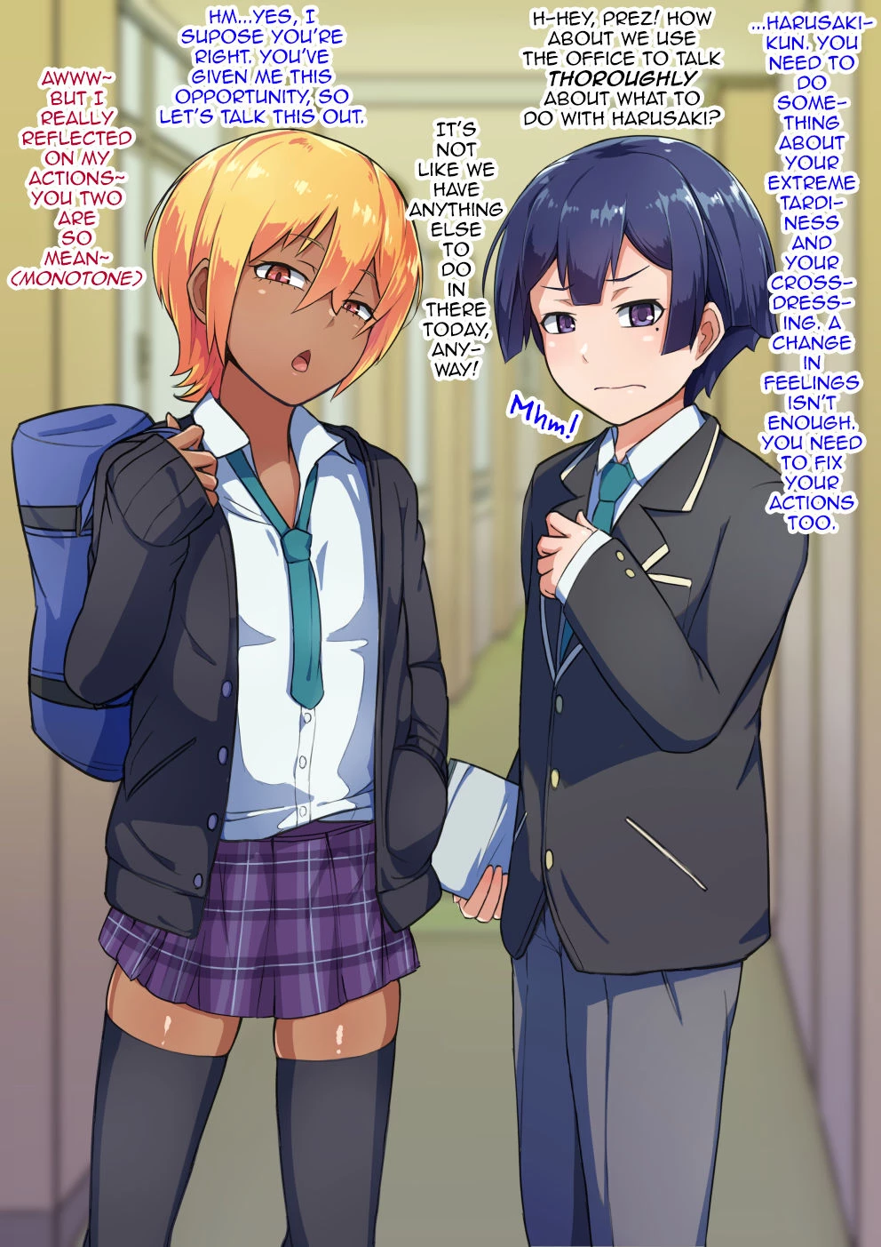 Otokonoko to xx No. 3 ~Kasshoku Inbi na Doukyuusei vs Seijitsu Karin na Seitokaichou~ image number 32