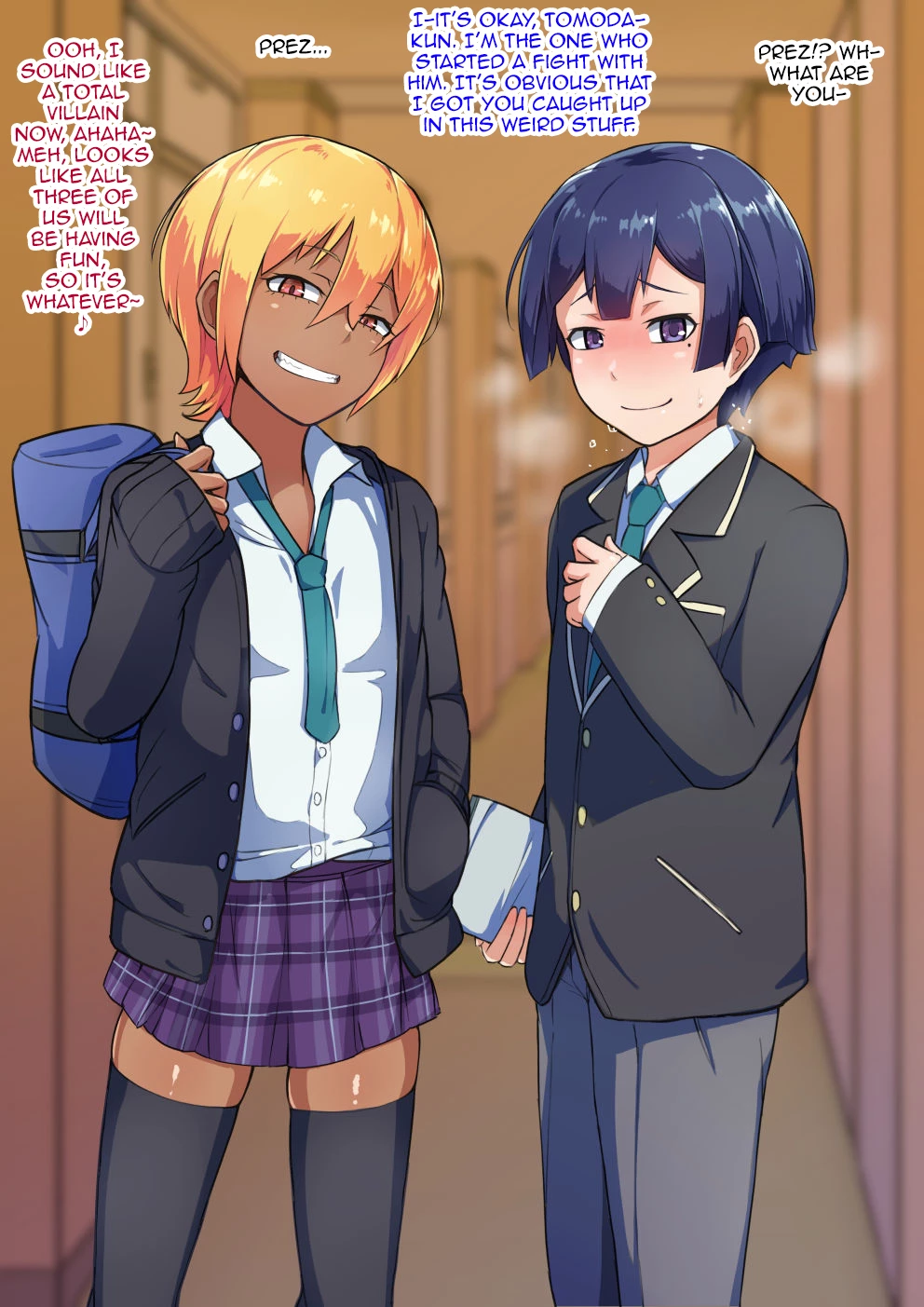 Otokonoko to xx No. 3 ~Kasshoku Inbi na Doukyuusei vs Seijitsu Karin na Seitokaichou~ image number 42