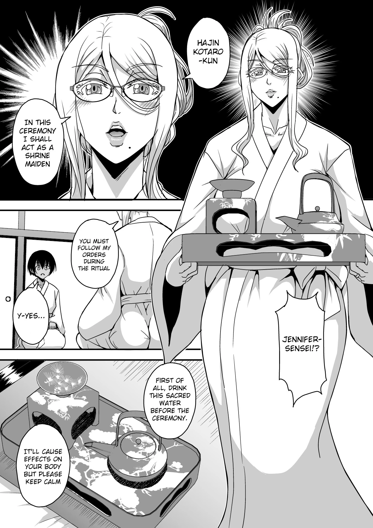 Bakunyuu Hitozuma Kinpatsu Gaikokujin Jokyoushi ga Mura no Inshuu de Kasshoku Shota no Fudeoroshi o Suru Hanashi image number 9