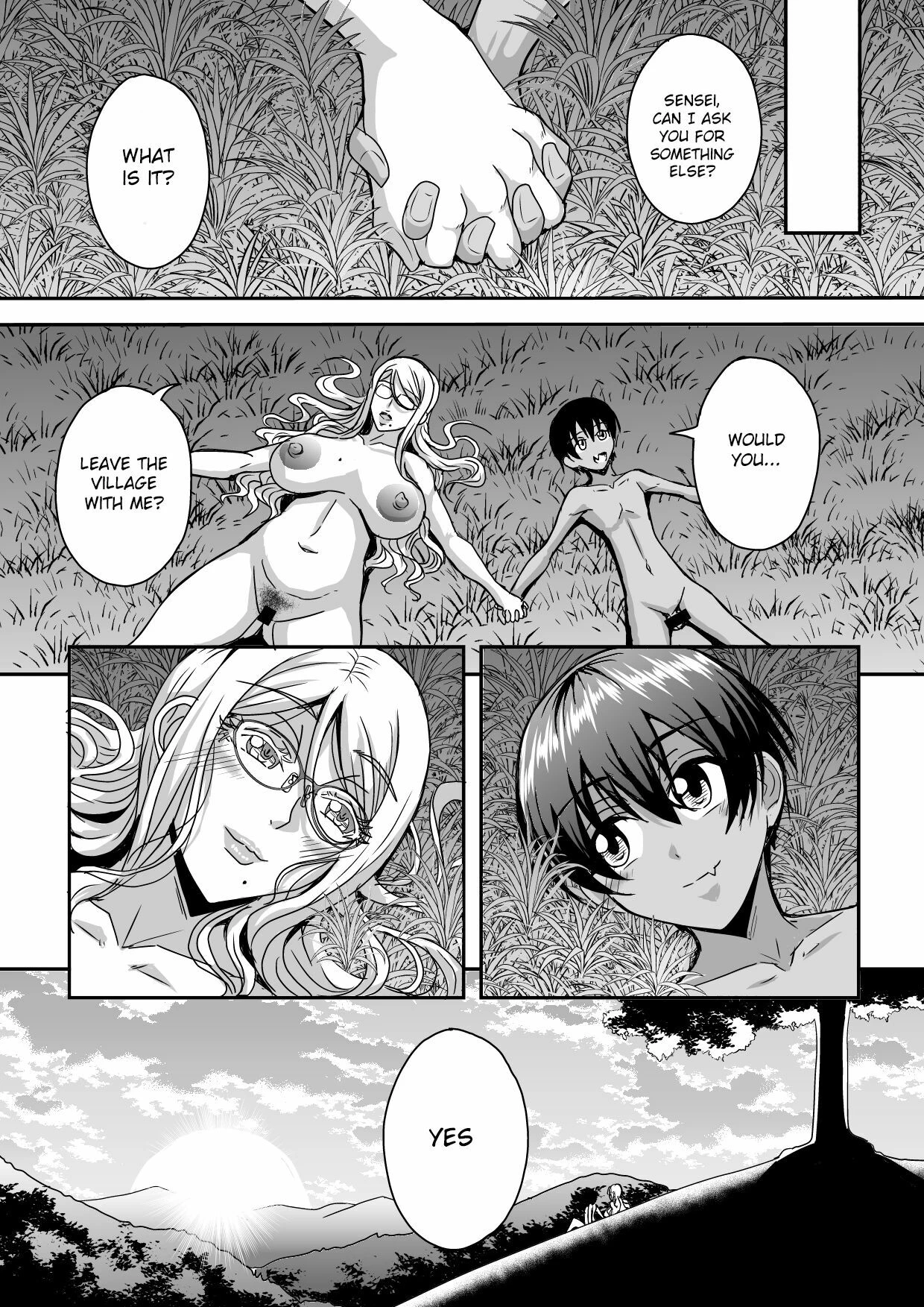 Bakunyuu Hitozuma Kinpatsu Gaikokujin Jokyoushi ga Mura no Inshuu de Kasshoku Shota no Fudeoroshi o Suru Hanashi image number 55