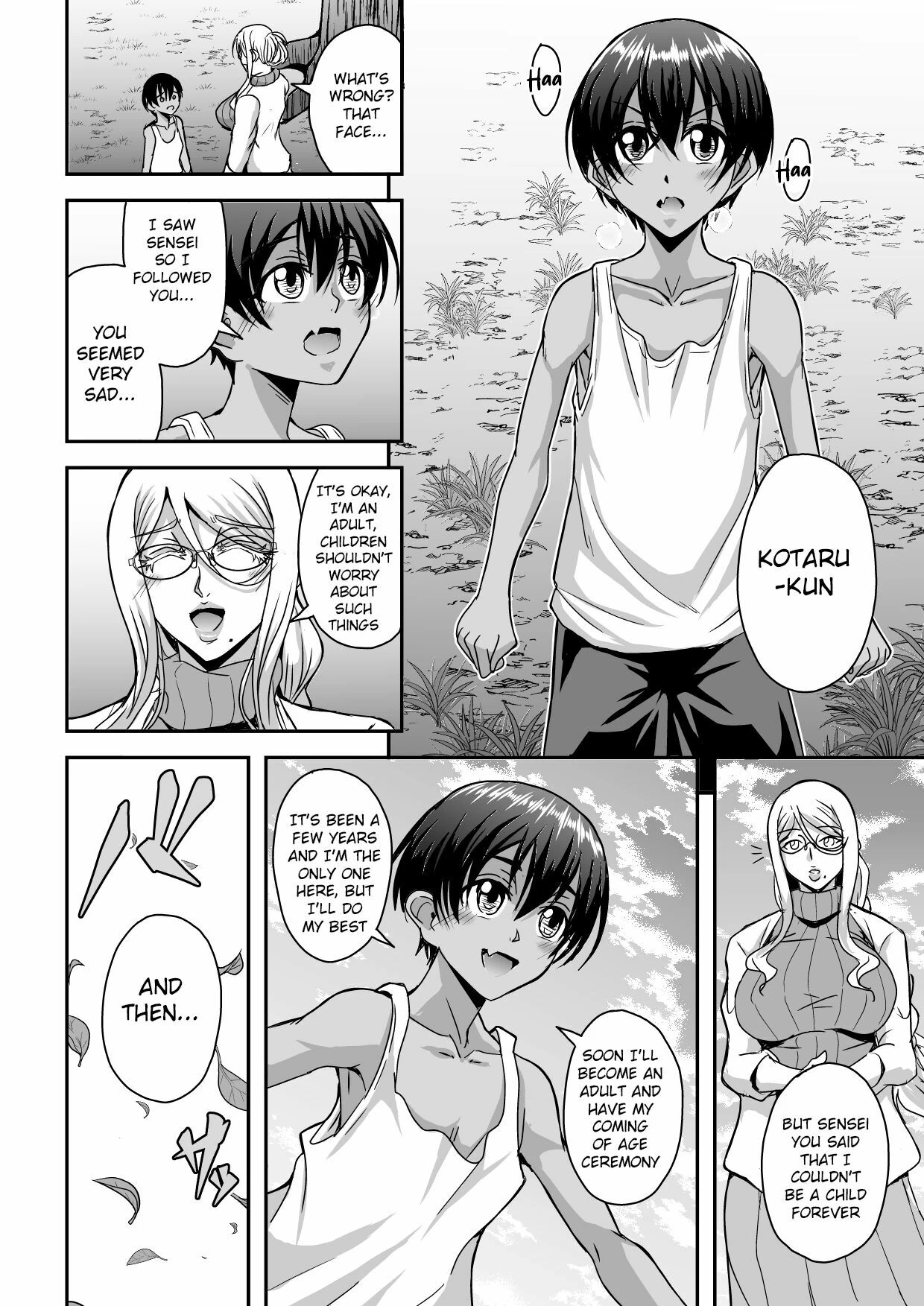 Bakunyuu Hitozuma Kinpatsu Gaikokujin Jokyoushi ga Mura no Inshuu de Kasshoku Shota no Fudeoroshi o Suru Hanashi image number 6